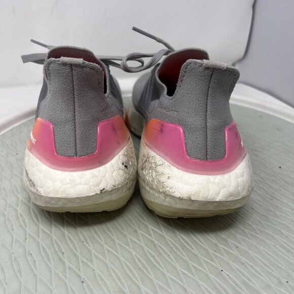 Adidas Ultraboost 21 Running Shoes Women Size 8 Gray Screaming Orange Athleisure - Picture 4 of 10